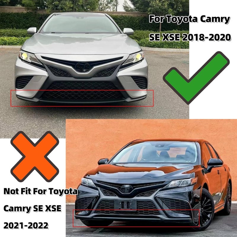 SKYJO Front Bumper Lower Grille Trim Molding 3Pcs For Toyota Camry SE XSE 2018 2019 2020 8TH Front Lower Bumper Trim Middle & Left Driver & Right Passenger Side 5312206040 (Matte Black) - Image 2
